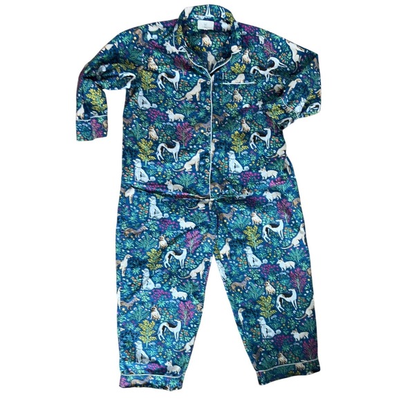 Printfresh Lightweight Flannel Long PJ Set in Must Love Dogs Color Indigo 2X - Picture 14 of 15